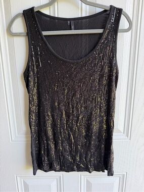 Maurice’s Black Sequin Tank Top Large Sleeveless Holiday Going Out Y2K Glam